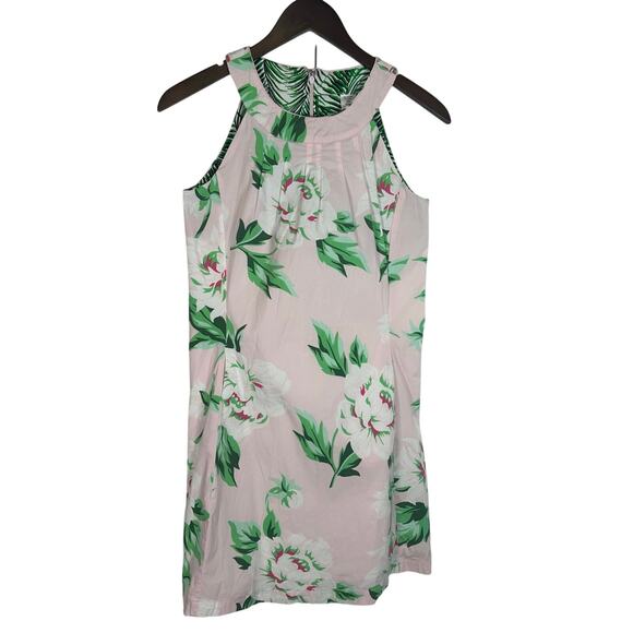 Dizzy Lizzie Cotton Fit & Flair Sleeveless‎ Dress XS Petal Pink Green Feminine - Picture 1 of 10